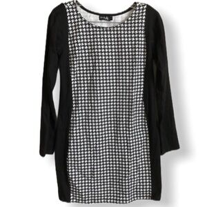 Fab Alley Houndstooth Body Con Long Sleeve Dress‎